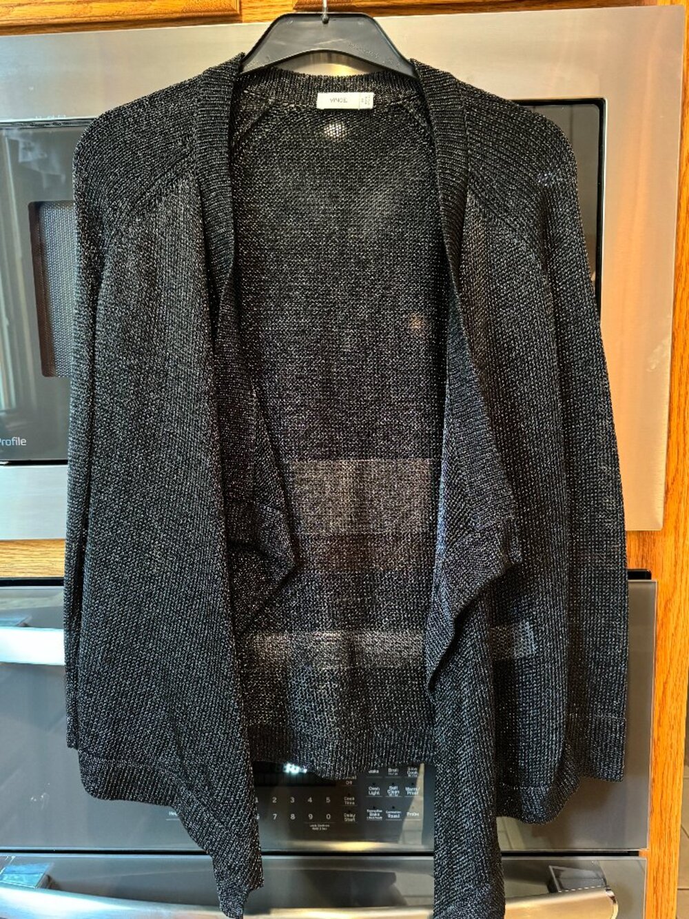 Vince Cardigan Sweater Rayon & Metallic Black XS